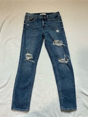Boyfriend Distressed Dark Blue Denim Jeans